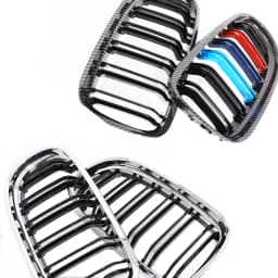 Carbon Fiber Print Grille Kidney Grill For BMW 3 Series E90 E91 LCI 2009-2012 LCI Gloss Black M Color Chrome Silver Double Slat