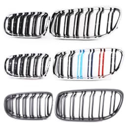 Carbon Fiber Print Grille Kidney Grill For BMW 3 Series E90 E91 LCI 2009-2012 LCI Gloss Black M Color Chrome Silver Double Slat