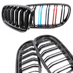 Carbon Fiber Print Grille Kidney Grill For BMW 3 Series E90 E91 LCI 2009-2012 LCI Gloss Black M Color Chrome Silver Double Slat