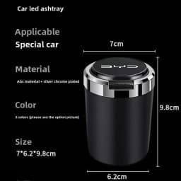 Car Ashtray Cigarette Ash Holds Cup LED Light Automotive Ashtray For BYD Tang F3 E6 Atto Yuan Plus Song Max Han accessories