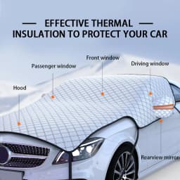 SEAMETAL Outdoor Car Windshield Snow Shield with Hood Cover Large Size Winter Car Window Snow Cover Universal for Suv Sedan