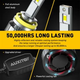 AUXITO 2Pcs 30000LM 100W H8 H11 LED High Power LED Headlight Bulb Canbus 9012 9005 HB3 9006 HB4 H7 Head Light Lamp with Fan
