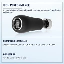 Gear Shift Knob Lever 6 Speed Stick Handball Head Compatible with Classes A, B, C, E, CLK W169, W245, W203, W211