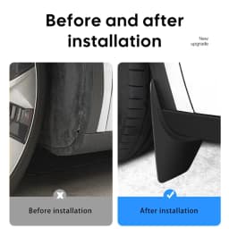 Lcars Vehicle-Specific Mudguards, Abs Material, 4-Piece No-Drill Mudguards, Compatible with Tesla Model 3 New 2024 / Y Old Model 2021-2024 / New Y 2025 / Extended Yl, All-Weather Protection Against Mud, Includes Pry Bar Clips