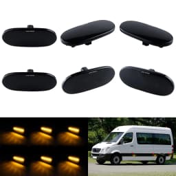6x LED Side Marker Indicator Turn Signal Light Smoke Black Lens For Mercedes Sprinter 906 VW Crafter 2E LCI