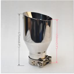 MILLTEK SPORT 304 Stainless Steel Exhaust Tip 2.5 Inch Inlet 4 Inch Outlet 6.9 Inch Long Slant Mount Tailpipe Nozzle