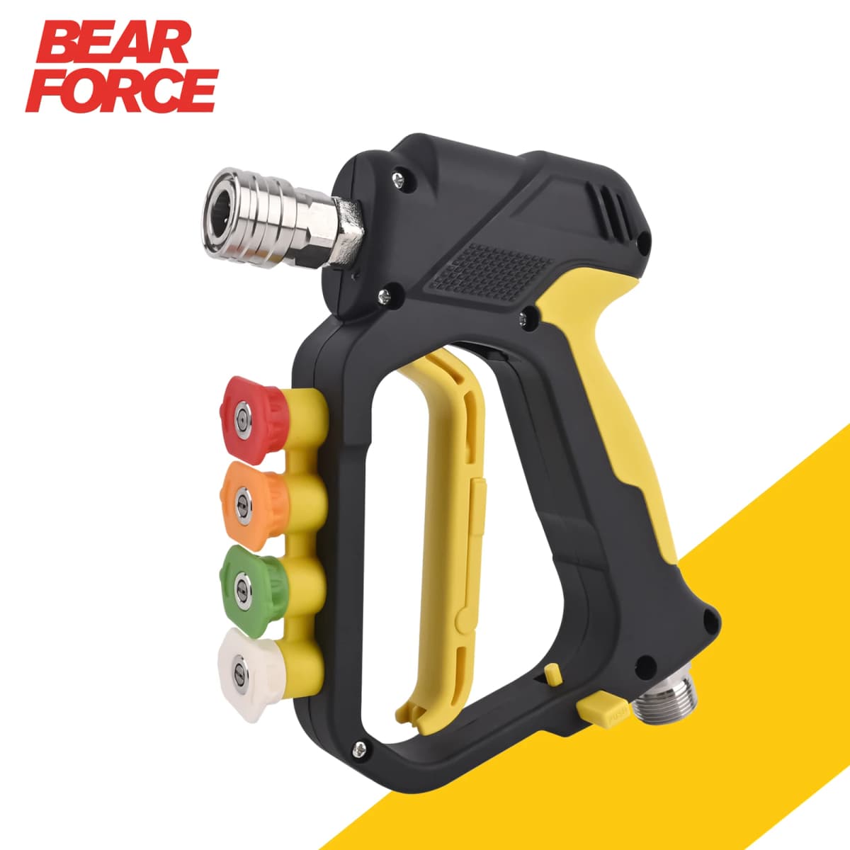 High Pressure Washer Short Spray Gun Max 5000 PSI with Inlet M22-ID14mm & Outlet 1/4” Quick Connector & Nozzle Tips Holder