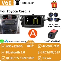 Car Radio For Toyota Corolla E140/150 2007-2013 For Toyota Auris E150 2006-2012 Android Auto Multimedia Player GPS Navigation 4G