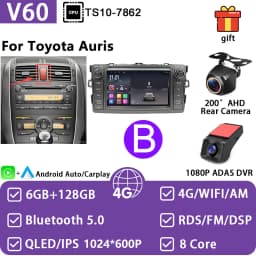 Car Radio For Toyota Corolla E140/150 2007-2013 For Toyota Auris E150 2006-2012 Android Auto Multimedia Player GPS Navigation 4G