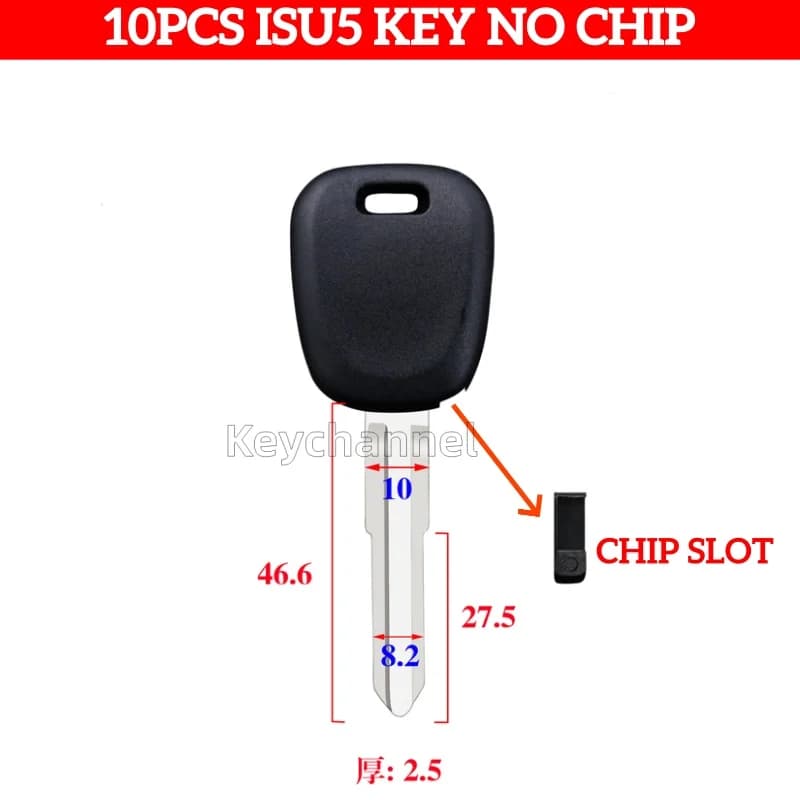 keychannel 10PCS ISU5 Car Key Blade Chip Key Case X275 Key B113 Spare Key Without Transponder for ISUZU NPR GMC Tiltmaster W7