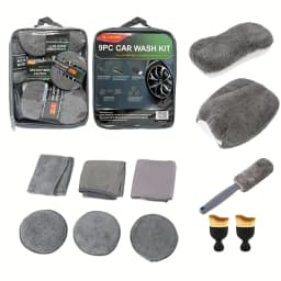 SEAMETAL 11pcs Microfiber Car Cleaning Kit Upgrade Car Wheel Tire Brush Sponge Towel Detailing Mitts Clean Pads with Storage Bag