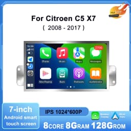 Wireless CarPlay 7 Inch Android OS Car Radio for Citroen C5 X7 2008-2017 Intelligent Multimedia Touch Display DSP Navigation GPS