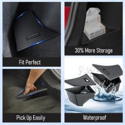 For 2024 2025 2026 Tesla Model 3 Rear Trunk Side Storage Box with Cover Tail Boot Organizer Partition Decoration Car Accessories