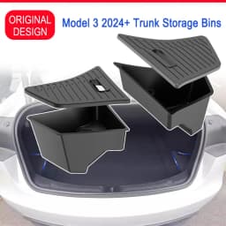 For 2024 2025 2026 Tesla Model 3 Rear Trunk Side Storage Box with Cover Tail Boot Organizer Partition Decoration Car Accessories