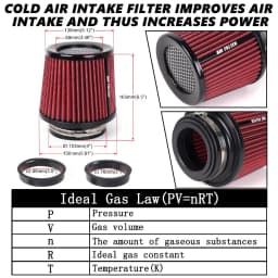Universal 3" 3.5" 4" 76mm 89mm 102mm Race Car High Flow Cold Air Intake Air Filter Conical Washable Air Filters OFI129