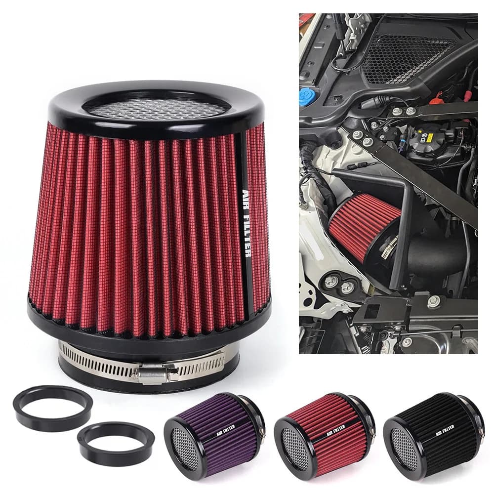 Universal 3" 3.5" 4" 76mm 89mm 102mm Race Car High Flow Cold Air Intake Air Filter Conical Washable Air Filters OFI129