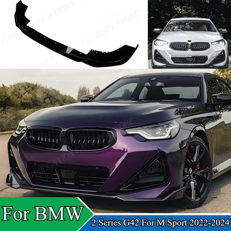 Front Bumper Lip For BMW 2 Series G42 220d 218i 220i 230i M240i Coupe For M Sport 2022-2024 Splitter Diffuser Body kits Tuning