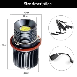 2pcs 160W For BMW E39 E53 E60 E61 E64 E65E66,E87 04-07, LED Angel Eye Halo Ring Marker Side Light White LED Bulb Car Headlight.