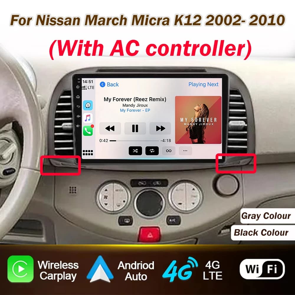 Car Radio Android Auto Player for Nissan March Micra K12 2002- 2010 Wireless CarPlay Intelligent Screen Player GPS Navigation 5G