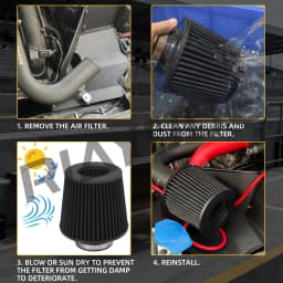 63/76/80MM Cone Air Intake Filter Universal Washable for Car Engine Pipe 2.5/3/3.15inch Sport High Flow Cold Air Intake Filter