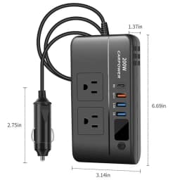 200W Car Inverter, DC 12V to 110V AC Car Power Inverter with USB Type-C Used for Computer, Cars and Trucks (Black)