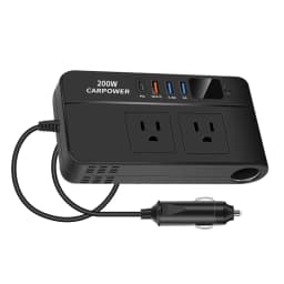 200W Car Inverter, DC 12V to 110V AC Car Power Inverter with USB Type-C Used for Computer, Cars and Trucks (Black)