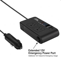 200W Car Inverter, DC 12V to 110V AC Car Power Inverter with USB Type-C Used for Computer, Cars and Trucks (Black)