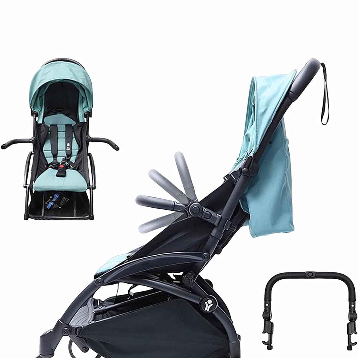 Stroller Bumper Bar Adjustable Angle Replacement Armrest Detachable Handlebar Crossbar Stroller Accessory with Smooth Leather