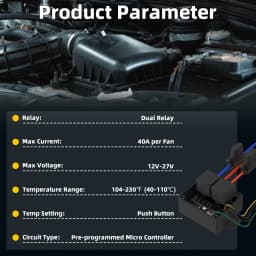 Digital Radiator Fan Controller #0444 Dual Electric Thermatic Fan 12V and 24V Adjustable Temperature Range from 40°C to 110°C