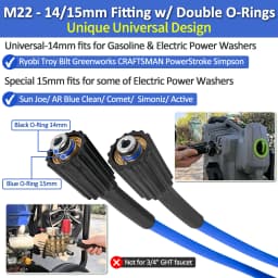 15M Super Flexible Pressure Washer Hose 3200 PSI Kink Resistant Power Washer Hose 1/4 in.CarWash Extension Hose M22-pin 14/15