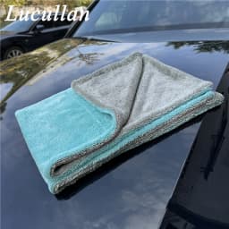 Lucullan The Liquid8r 1200GSM Microfiber Twist Loop Towel 24"x36" Aqua Blue/Grey Drying Towel