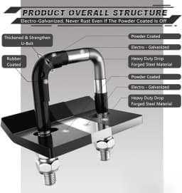 Heavy Duty Hitch Clamp for 2.5 Inch Trailer Hitches, Rubber Isolator and Anti-Rust Double Coating Protective, Black