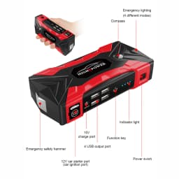 Car Jump Starter 3000A Peak 12V Portable Lithium Battery Booster Pack 1200A Jump Box Power Bank USB LED for Truck SUV Diesel