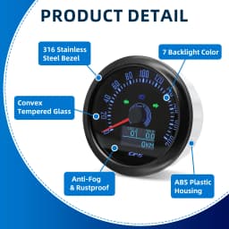85MM GPS Speedometer 7 Color Backlight Speed Gauge With GPS Antenna For Motorcycle Marine Boat Car Truck Speed Meter12V 24V