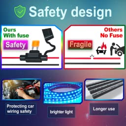 RGB Car Underglow Strip Lights with App Control Waterproof Strip Lights for Cart Boat Decoration LED Exterior Lights Strip DC12V