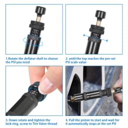 4pc Black Adjustable Auto-Stop Tire Air Down Kit Screw-on Tyre Deflator Tool For Offroad 4x4 Vehicle Accessories