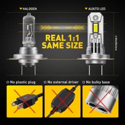 2Pcs AUXITO Q16 H7 Car LED Bulb Turbo Headlight 100W Powerul 20000LM Super White 6500K For Car High/Low Beam 12V Auto Lamp CSP