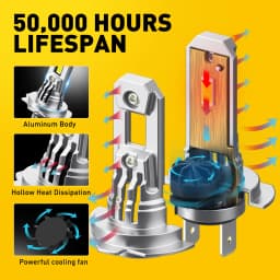 2Pcs AUXITO Q16 H7 Car LED Bulb Turbo Headlight 100W Powerul 20000LM Super White 6500K For Car High/Low Beam 12V Auto Lamp CSP