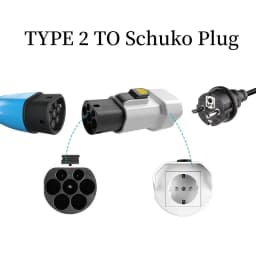 Portable 220V Type 2 Male Plug to Schuko Socket EV Charging Adapter For EV Charger EV Connector