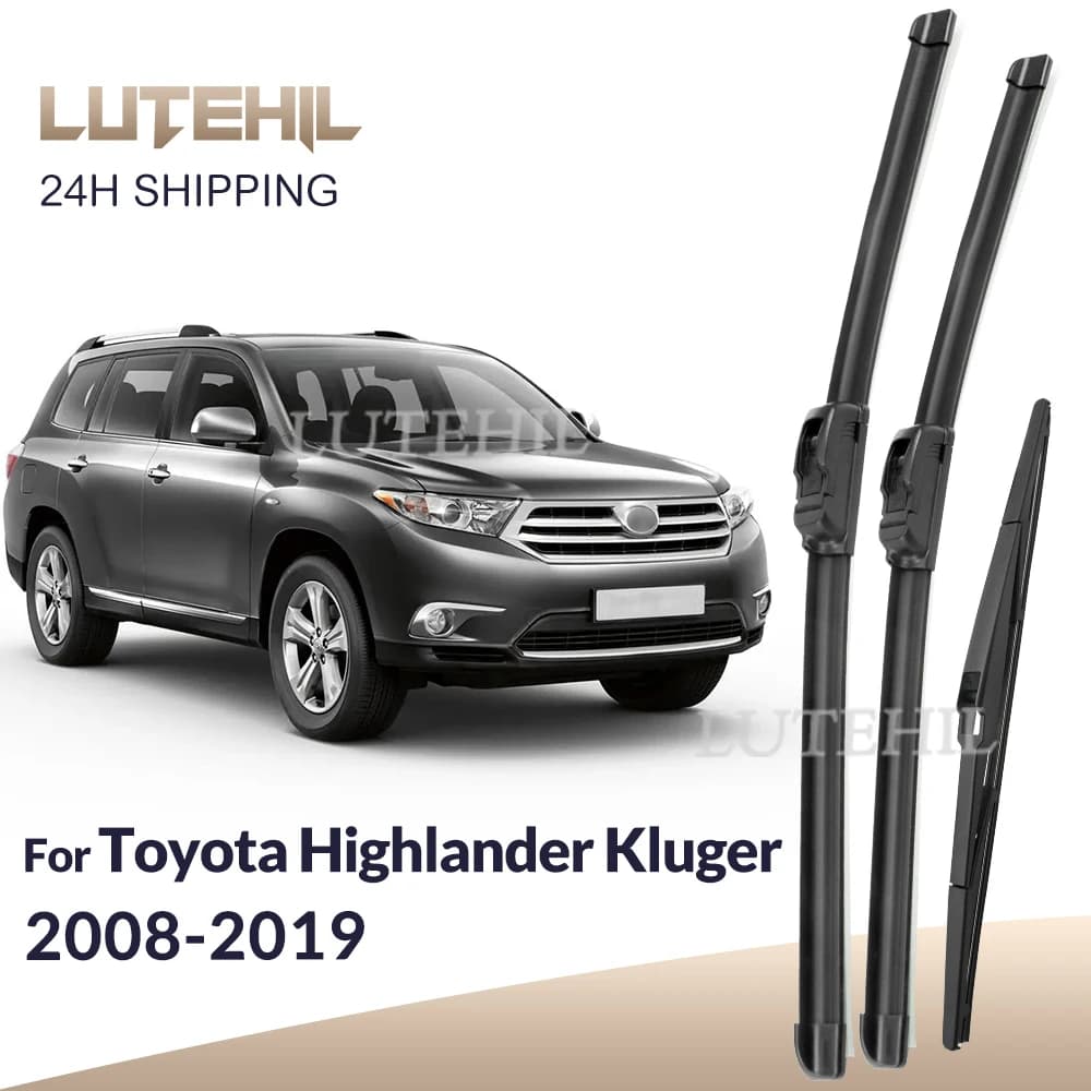 For Toyota Highlander Kluger XU40 XU50 2008-2019 Wiper Front&Rear Wiper Blades Windshield Windscreen Window Brushes 26"+20"+12"