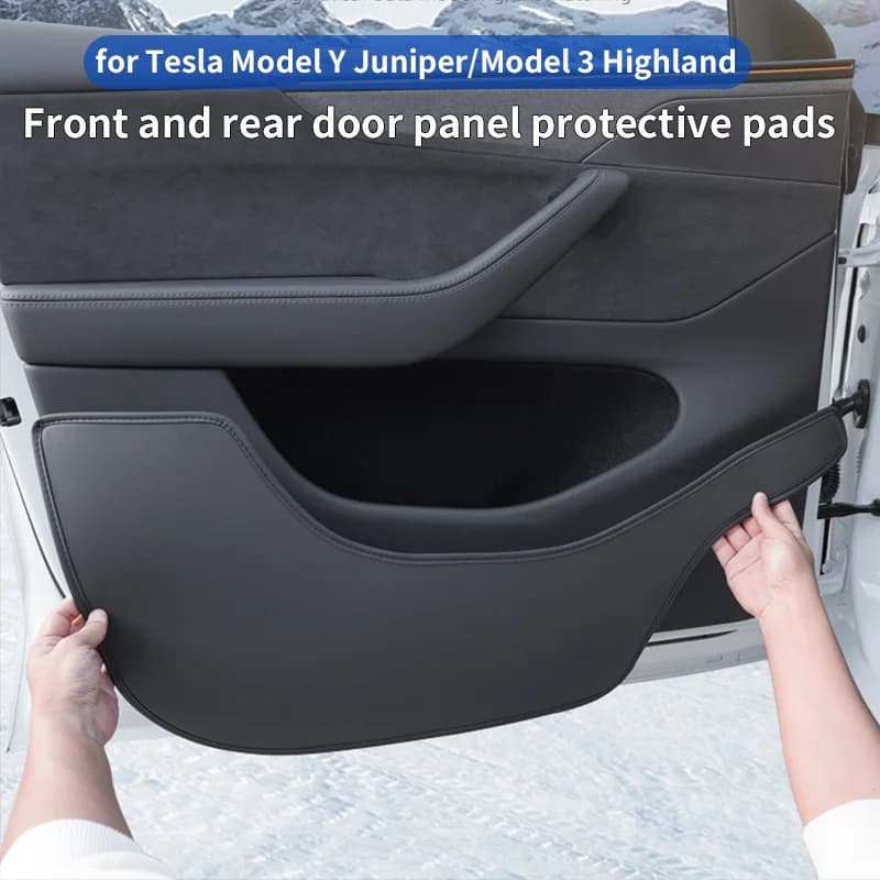 For Tesla Model Y Juniper/Model 3 Highland/Model YL Door Kick Pad, Front and Rear Door Panel Protection Pad, 4-Piece Set
