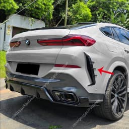 For BMW X6 G06 M-Sport 30d 40i 40d M50i M50d M60i 2019-2025 Rear Bumper Air Vent Splitter Canards Sticker Cover Trim Body Kits