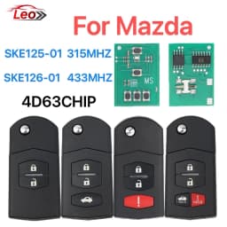 Leo For Mazda 2 3 5 6 8 CX-7 CX-9 MX-5 BGBX1T478SKE125-01 SKE126-01 CC43-67-5RYC Fob Flip Remote Car Key 315/433Mhz 4D63 Chip