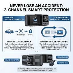 4K 2160P Dash Cam 3 Lens WiFi Car DVR Front Inside Rear Triple Camera 720P Video Recorder Allwinner G-sensor 24H Parking Monitor