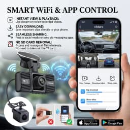 4K 2160P Dash Cam 3 Lens WiFi Car DVR Front Inside Rear Triple Camera 720P Video Recorder Allwinner G-sensor 24H Parking Monitor
