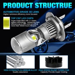 2PCS H7 LED Projector Lens Headligh Canbus 80W 20000LM High-Power CSP Chip Turbo Led H7 Turbo High Power Auto Lamp Fog Light 12V