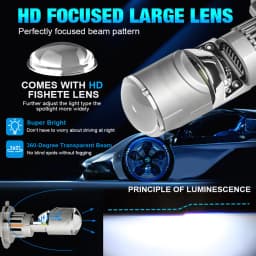 2PCS H7 LED Projector Lens Headligh Canbus 80W 20000LM High-Power CSP Chip Turbo Led H7 Turbo High Power Auto Lamp Fog Light 12V