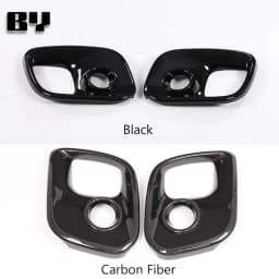 ABS Carbon Fiber / Glossy Black For Abarth 595 695 2017 -2024 LHD RHD Car Front Fog Lamp Cover Sticker 1Pair