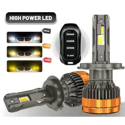 H4 LED Headlights With H1 H7 H11 9005 9006 HB3 HB4 6000K 4300K 3000K Three Color Remote Control for Car Headlights Lights 12V