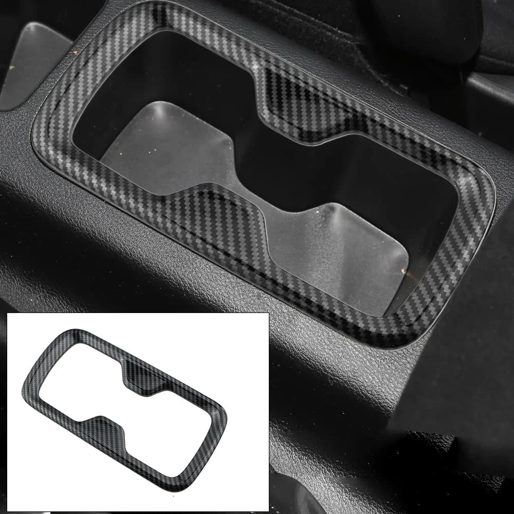 For Nissan Navara NP300 2016-2025 Car Front Water Cup Holder Frame Cover Trim Sticker Carbon Fiber Pattern Accessories